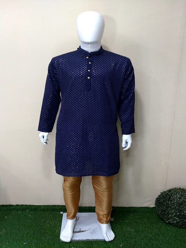 Kurta Pajama with Machine Embroidery
