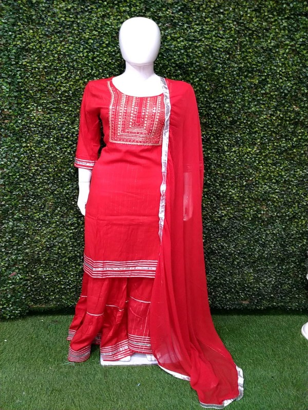 Sharara Suit with Machine Embroidery