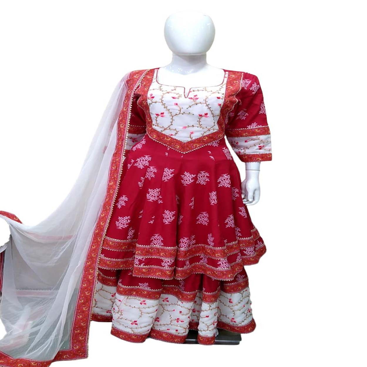 Anarkali Sharara Suit with shiffon Dupatta