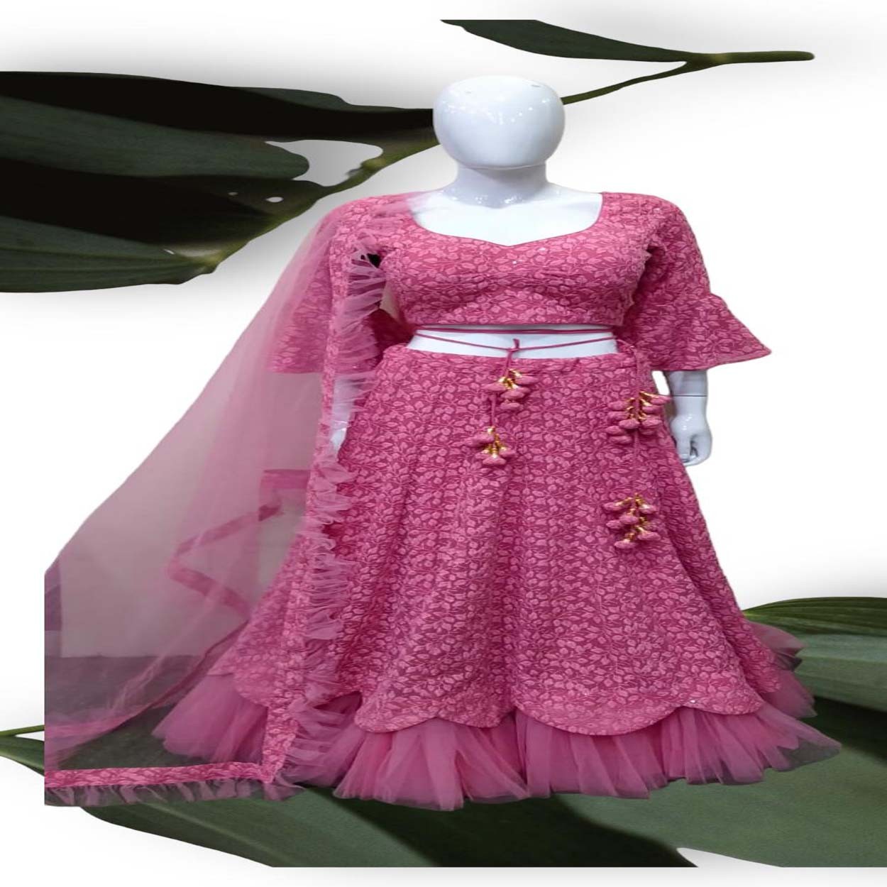 Georgette Self Embroidered Lehenga Choli With Net Dupatta