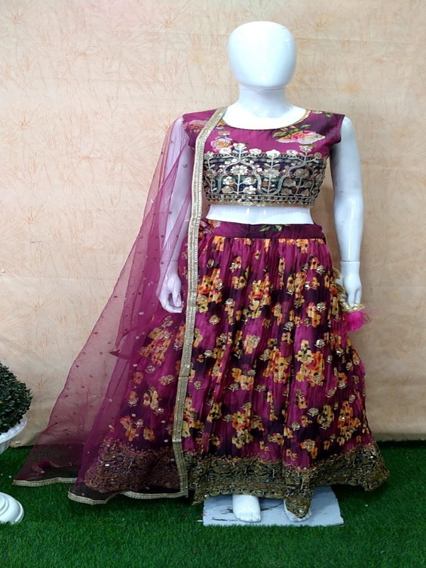 Skirt Choli with Machine Embroidery