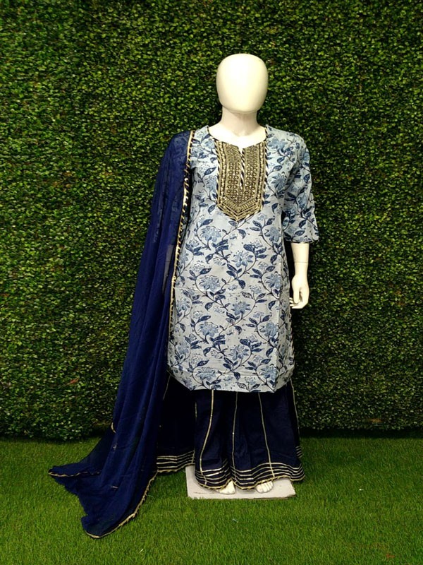 Sharara Suit with Machine embroidery