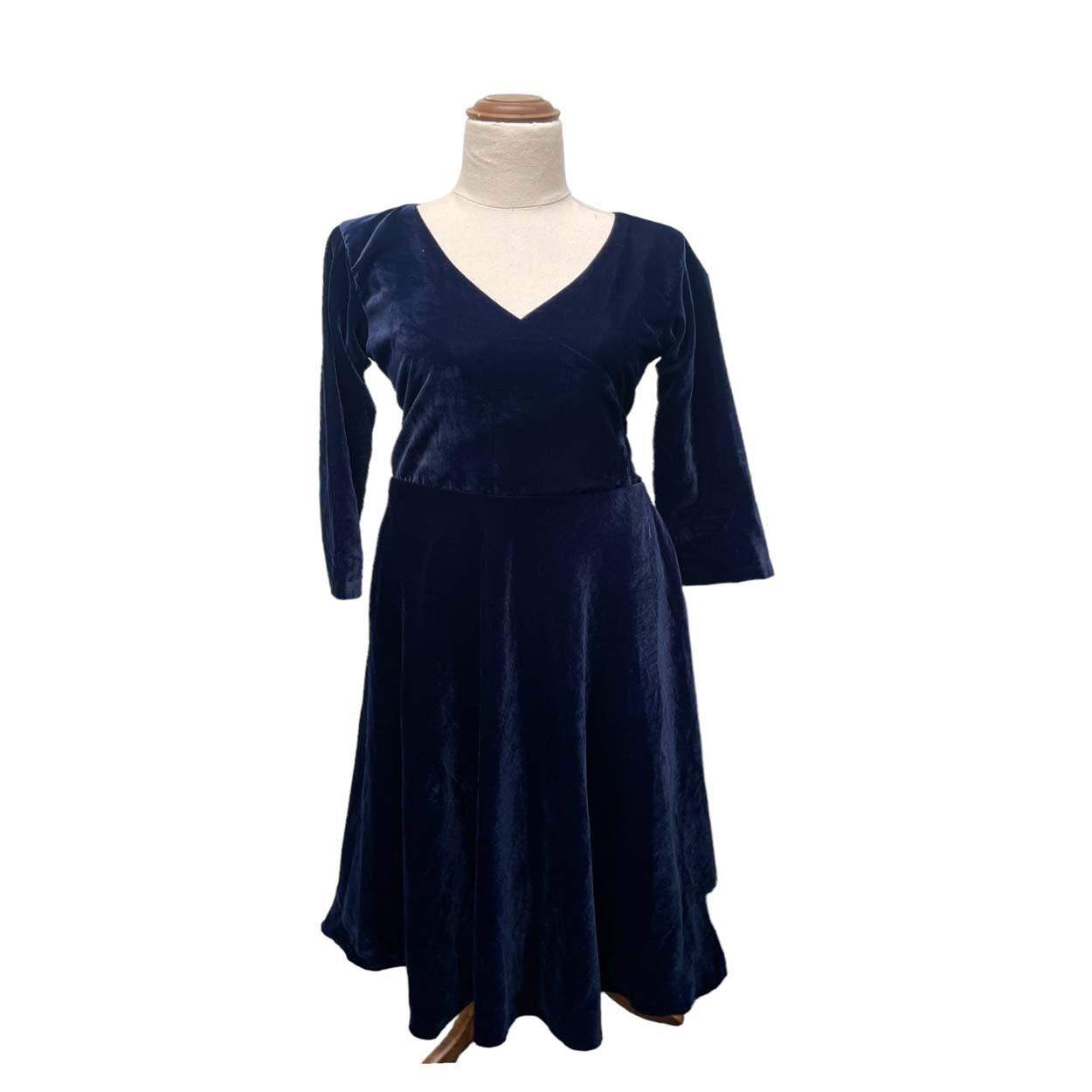 Velvet A-line long dress one piece