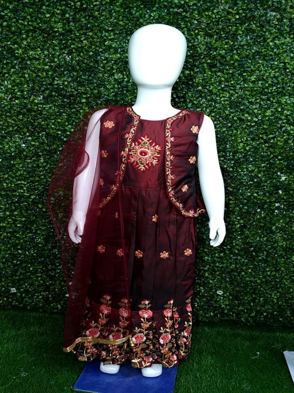A Line Dress with Machine Embroidery