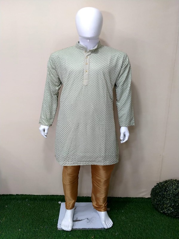 Kurta Pajama with Machine Embroidery