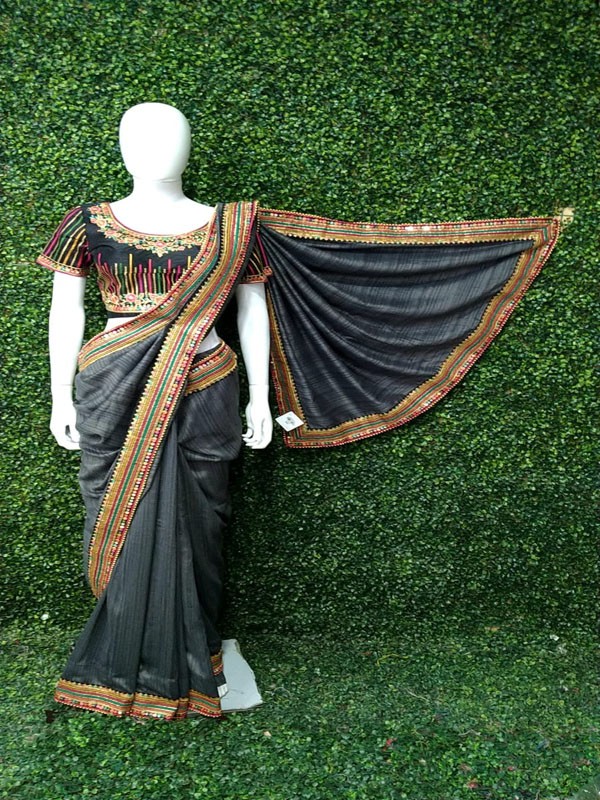 Saree with Machine Embroidery