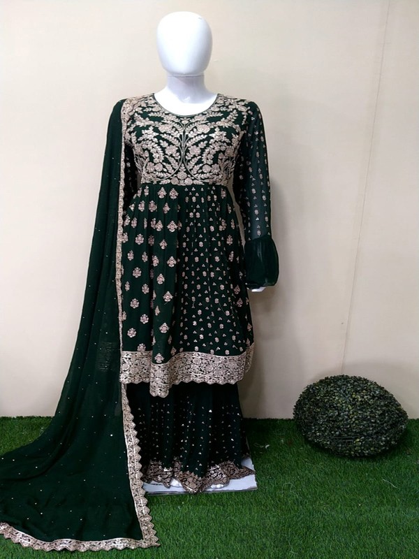 Sharara Suit with Machine embroidery