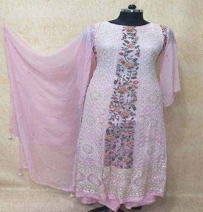 Suit with Machine and Hand Embroidery