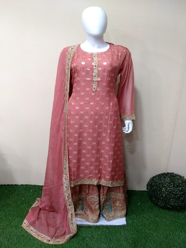 Sharara Suit with Machine embroidery
