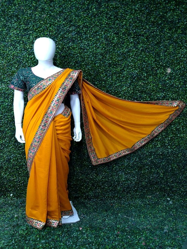 Saree with Machine Embroidery