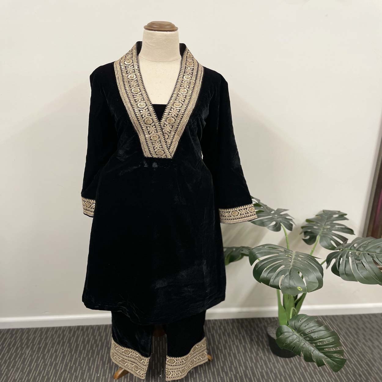 Black Velvet Kurta and palazzo set .