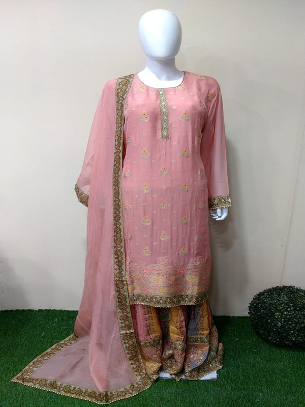 Sharara Suit with Machine embroidery