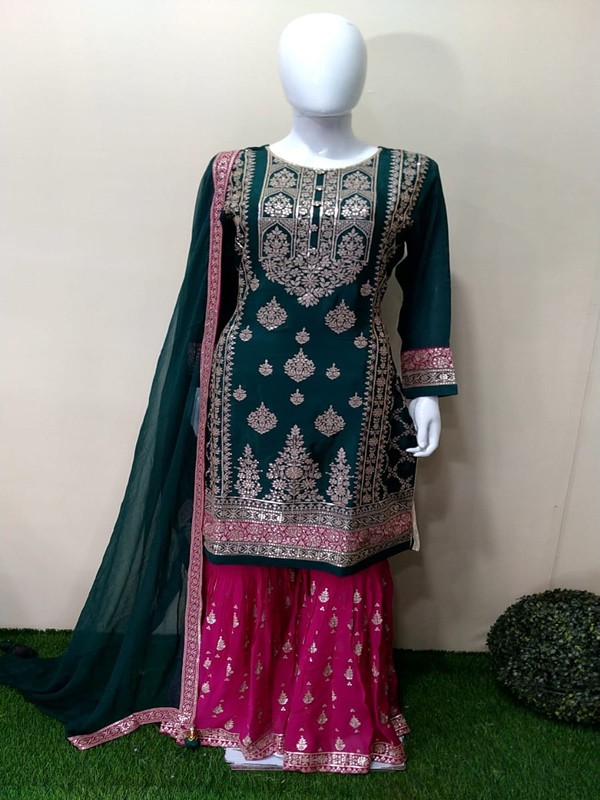 Sharara Suit with Machine embroidery